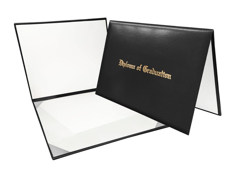 Gradplaza Diploma Cover for Certificate 8.5"x 11" Imprinted â€œDiploma of Graduationâ€ Black Diploma Holder Smooth for High School,University - Image 1
